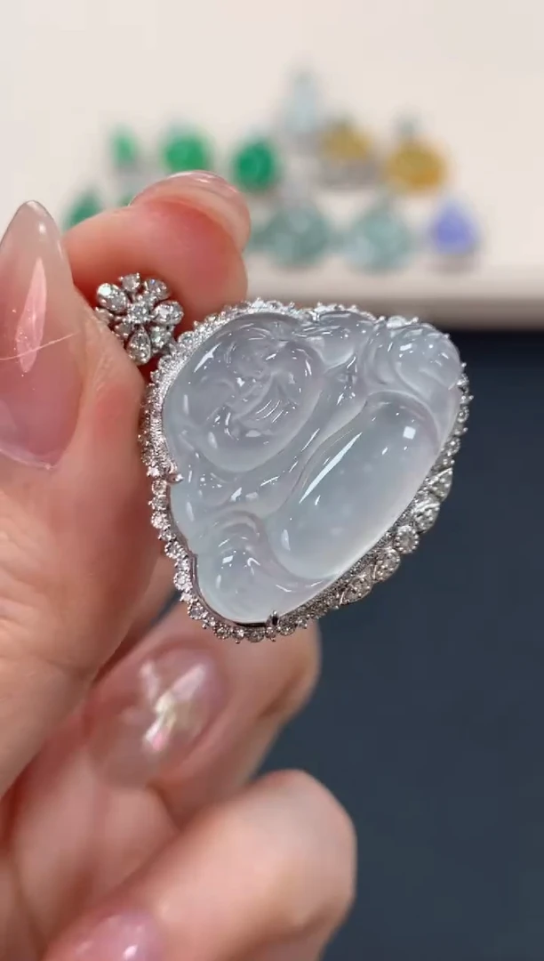 翡翠18K金镶嵌吊坠(不含链)佛公吊坠6800