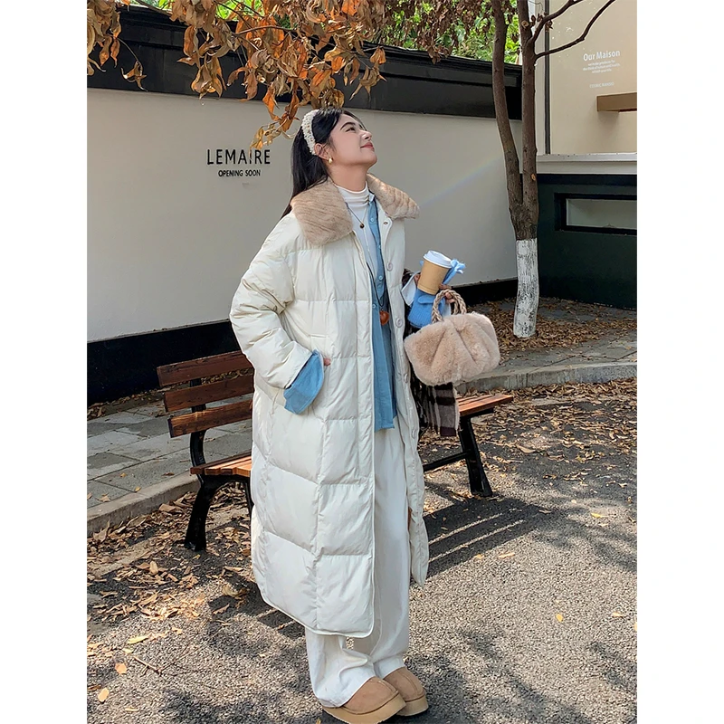 念念&李潇洒【厚乳拿铁】微胖大码女冬可拆卸毛领袖口小格纹羽绒服