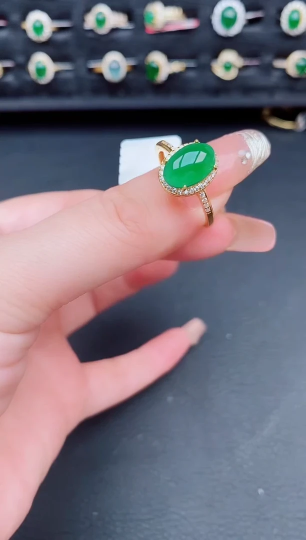 翡翠戒指银S925镶嵌天然a货翡翠70