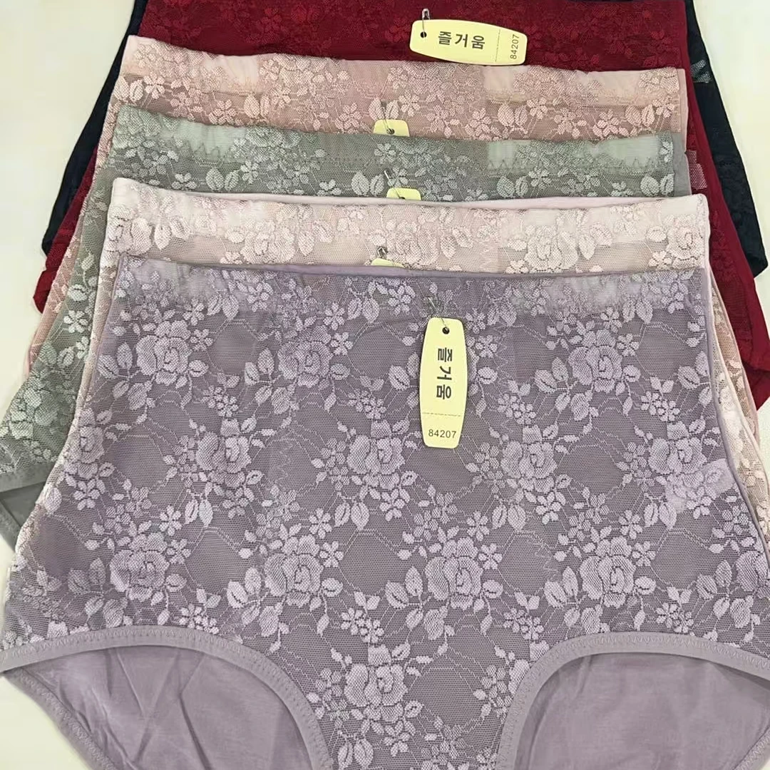 蕾丝高腰收腹叶子塑形柔软女舒适三角内裤提臀女款大码打底高弹