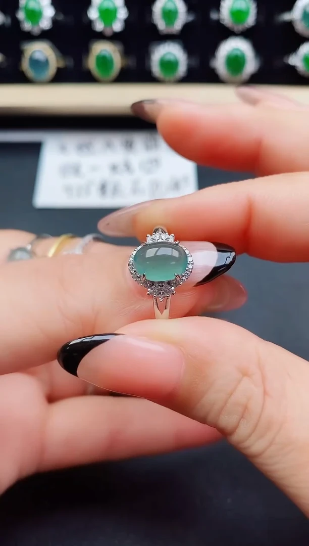 翡翠戒指银S925镶嵌508500