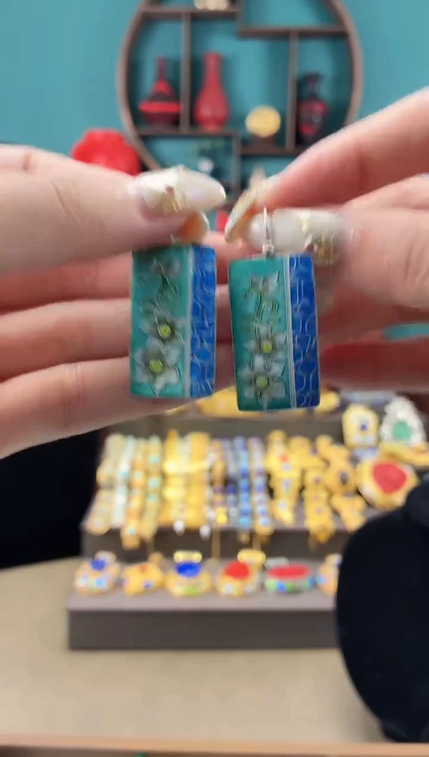 非遗手工烧蓝精品耳环