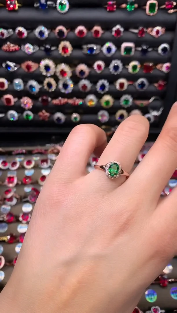 【闪购商品】透辉石戒指银S925镶嵌57玫瑰金