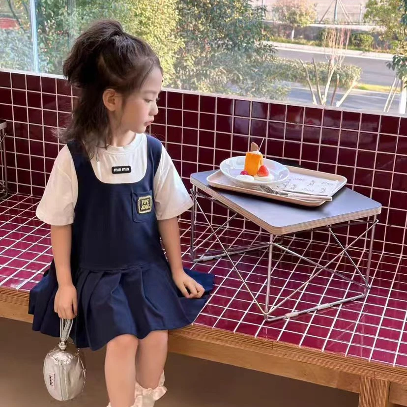 学院风假两件连衣裙夏款3280