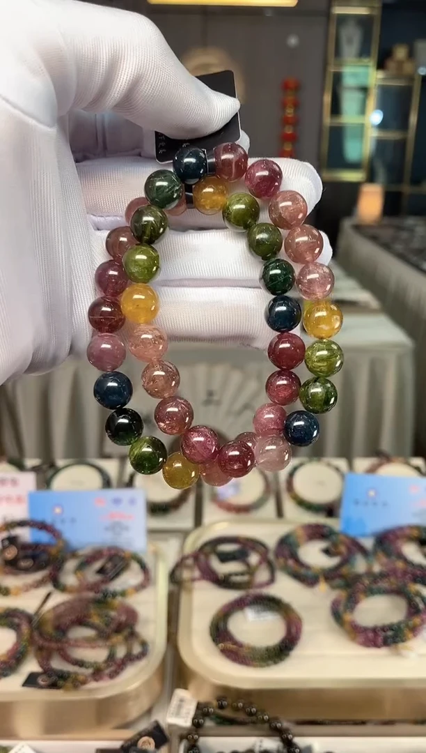 未镶嵌老矿碧玺色标彩虹单圈手串9mm+碧玺多样性发货一条xion