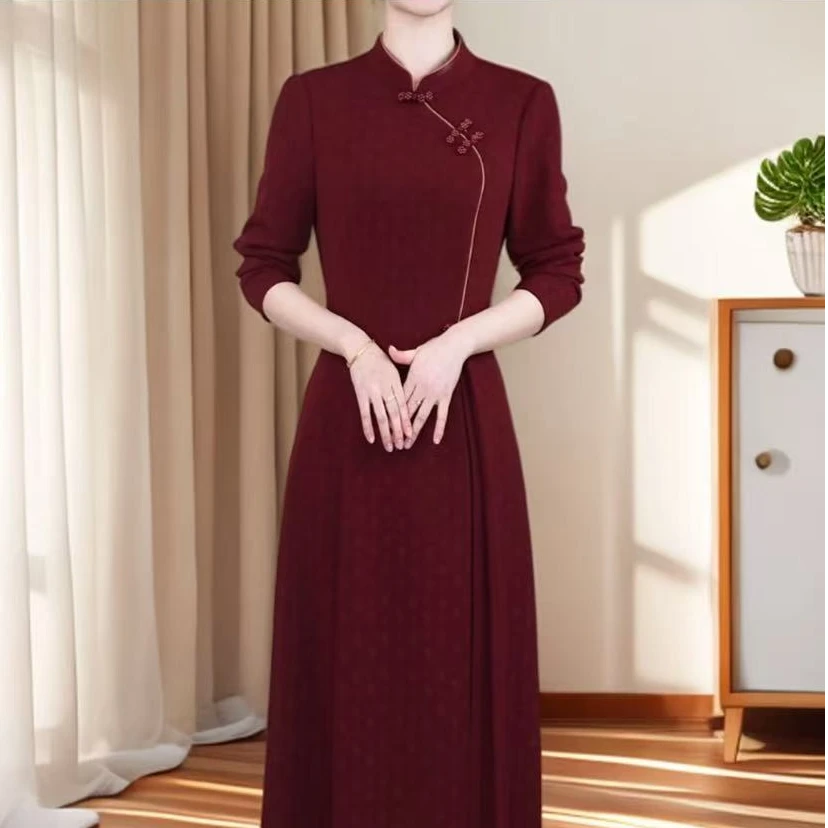 [妙妃女装]秋季新款新国风古韵时尚气质显瘦优雅婚宴连衣裙秋冬