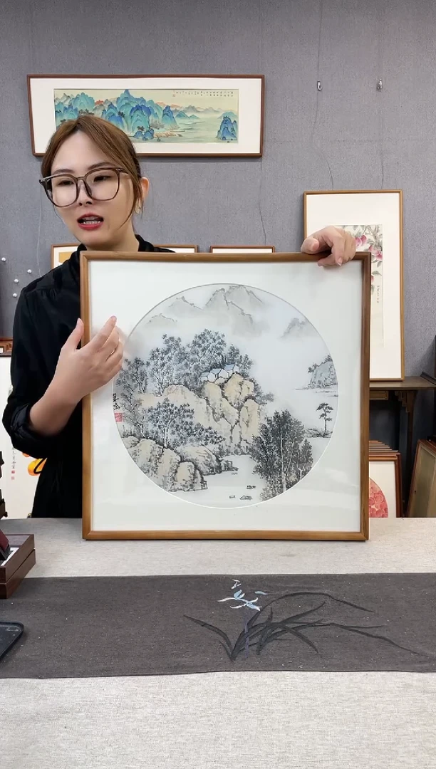 【闪购商品】国画手写手绘带框作品-52*52-赵双喜