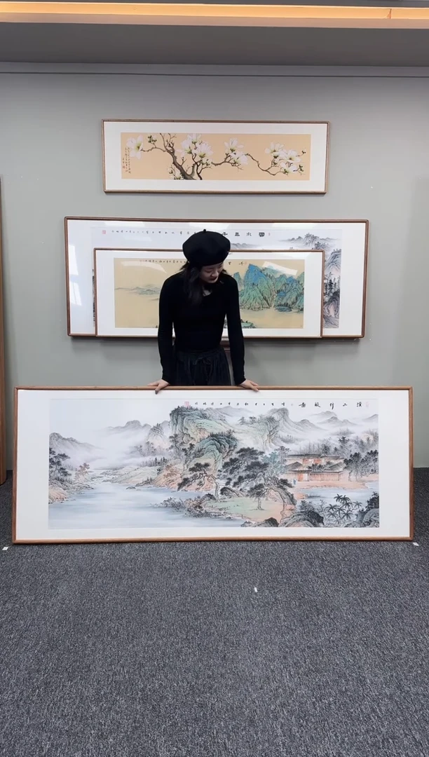 国画溪山行旅图210*80