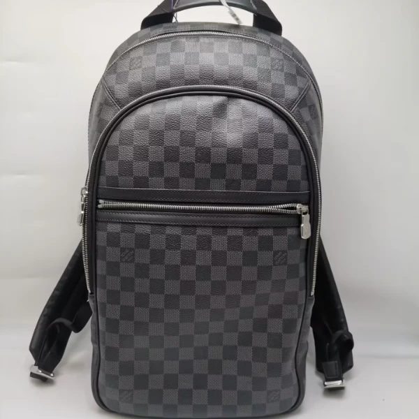 99新 LouisVuitton/路易威登 98新17057  黑棋盘格双肩背豌豆时尚