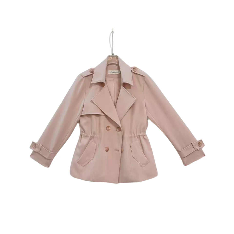 桐然精选632#秋冬新款时尚百搭减龄气质显瘦翻领纯色休闲风衣