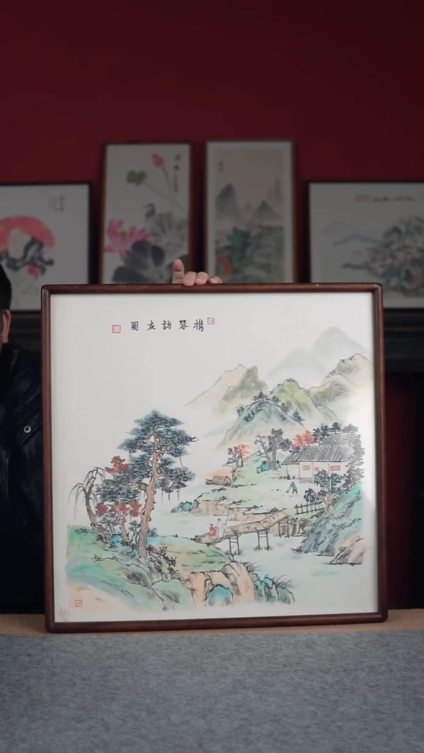 国画纯手绘纯手写-带框尺寸36*69