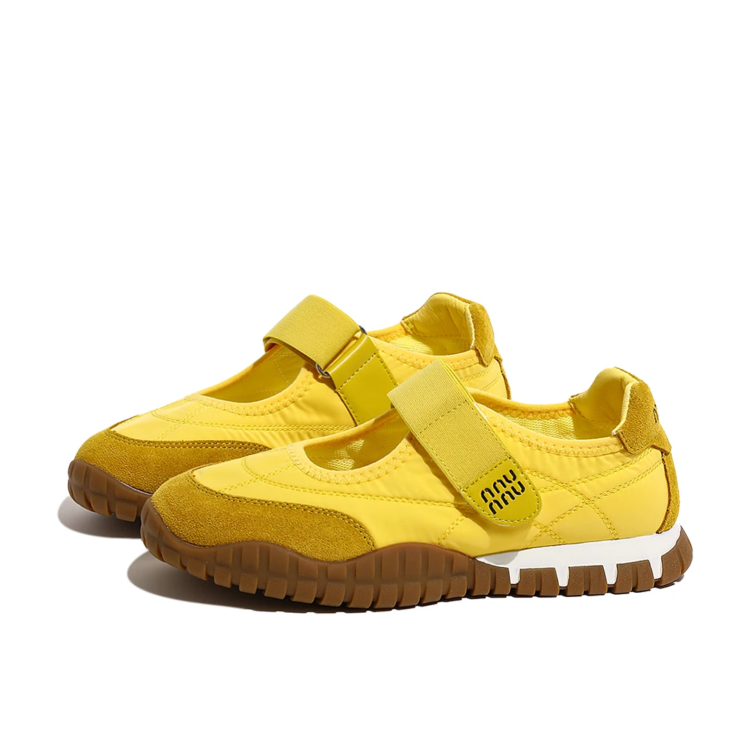 shougu/首谷Z-18266黄色玛丽珍2025新款夏季魔术贴芭蕾德训鞋凉鞋