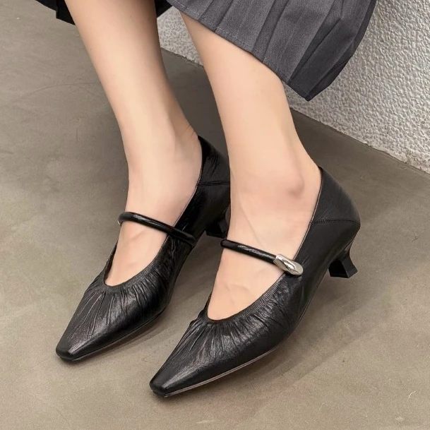 新款羊皮单鞋2092黑色