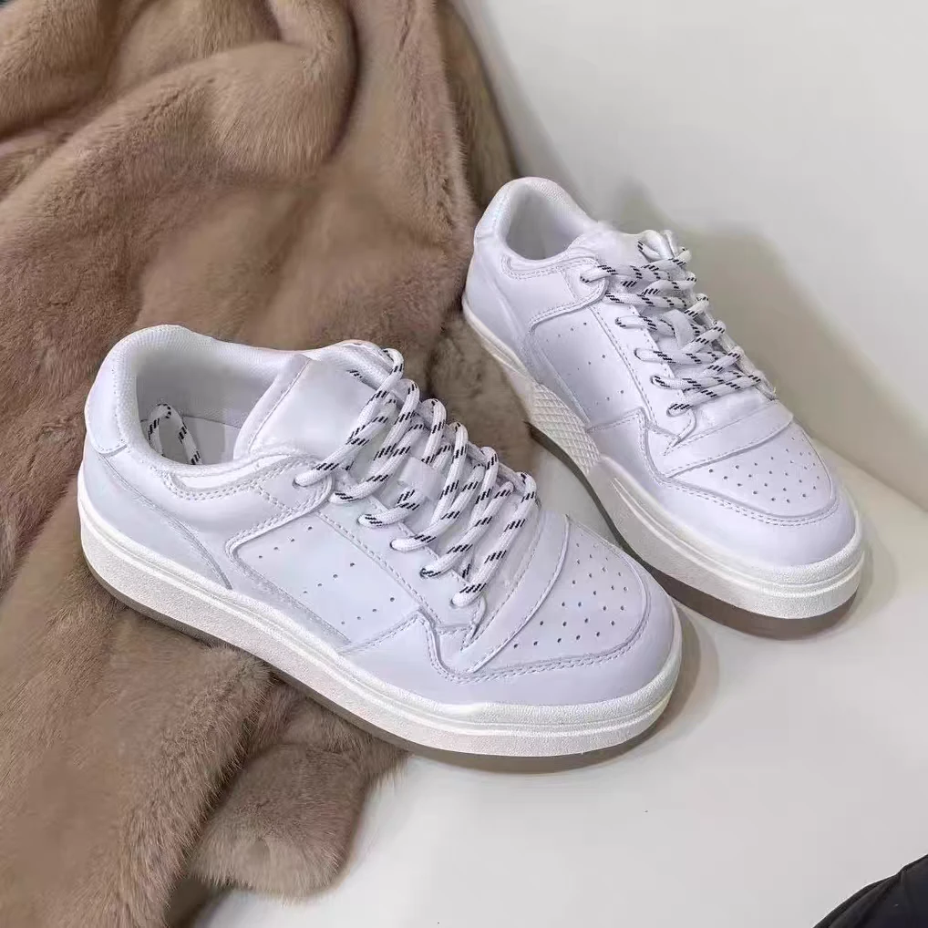 诗歌兰女鞋2025秋季新款学院风百搭韩版真皮厚底舒适时尚休闲板鞋