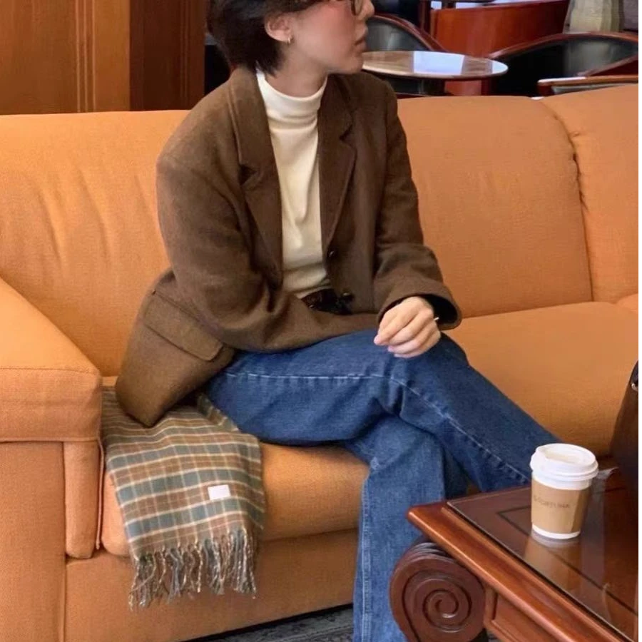 朵儿定制 韩系气质百搭羊毛西装短外套IK92