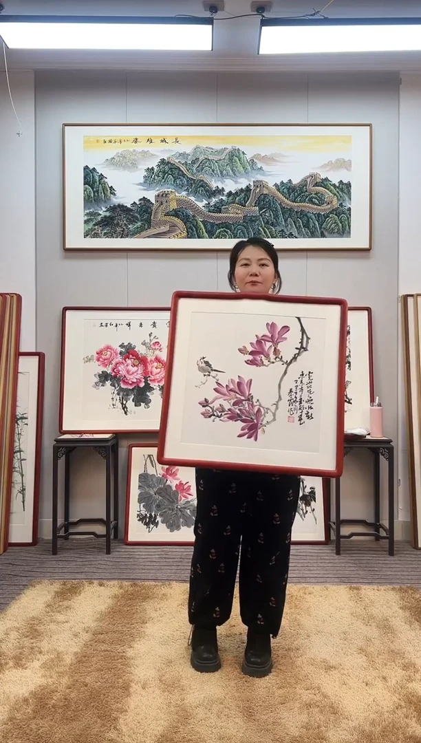 国画手绘玉兰62*62尺寸