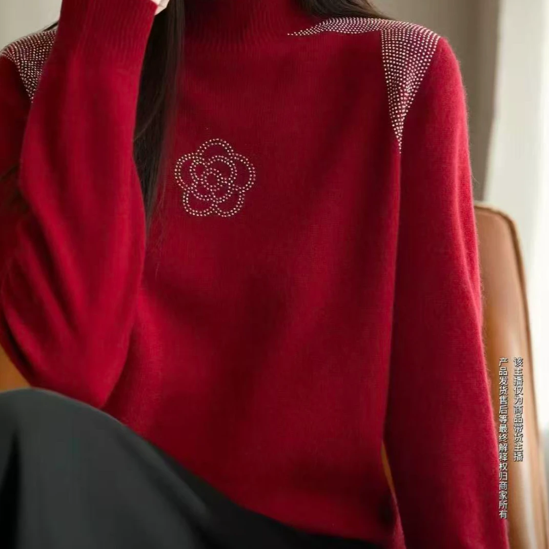 新中式女装山茶花烫钻