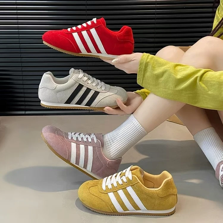 【万象撤柜】品牌德训女鞋2025春季新款百搭休闲运动阿甘鞋绒网