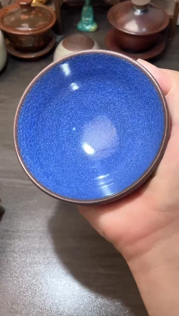 茶盏深海蓝三绝茶杯