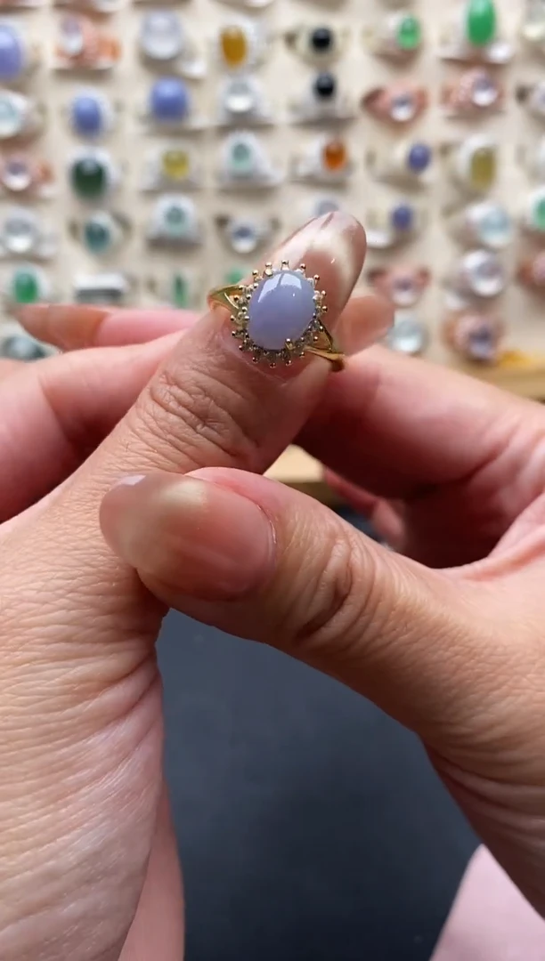 银S925镶嵌戒指翡翠缅甸翡翠  1   9+