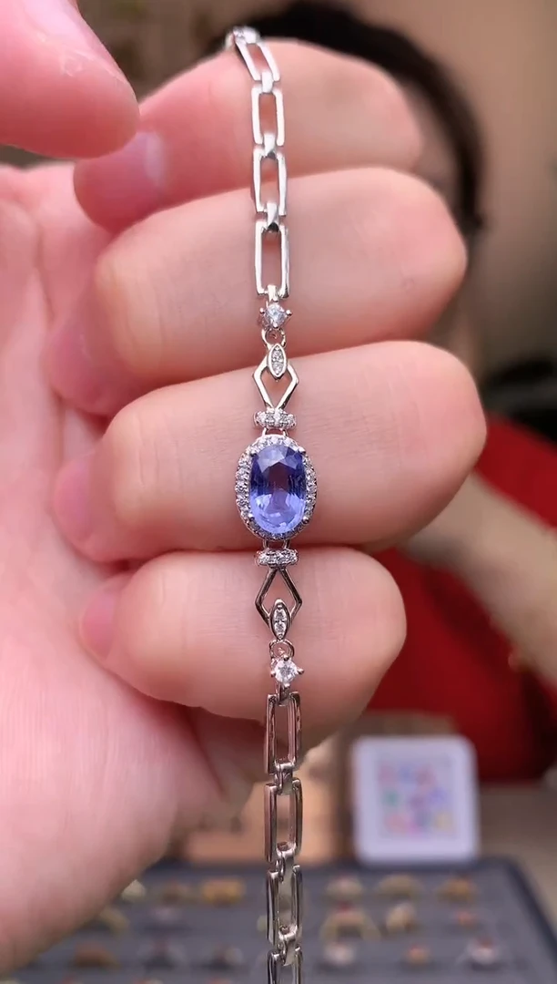 【闪购商品】蓝宝石手链银S925镶嵌手链