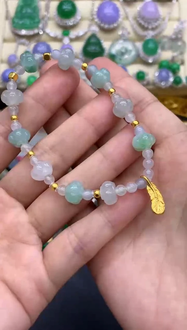 足金镶嵌手链翡翠146-中国好珍宝