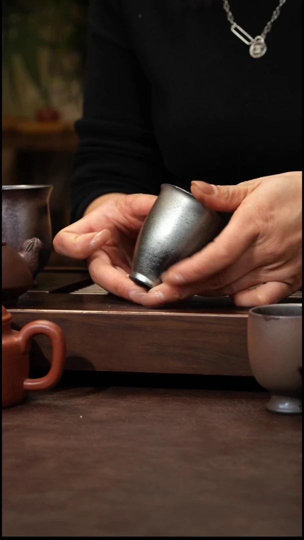 茶壶紫砂平台紫泥柴烧杯黑金烧-