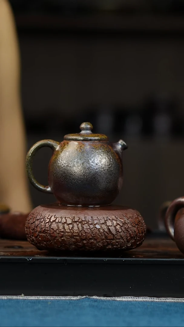 茶壶紫砂柴烧紫砂天青龙蛋140cc