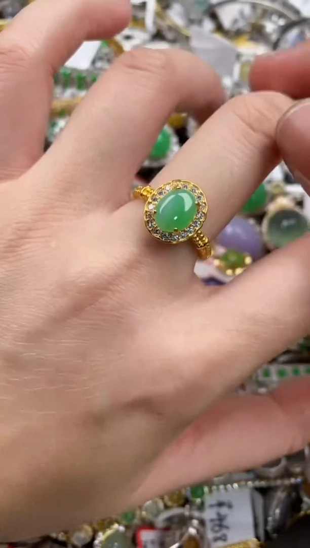 银S925镶嵌戒指翡翠101010----10