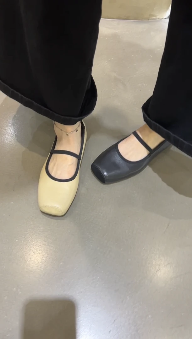 【榛果】文艺轻奢ROW风猪鼻子玛丽珍方头时尚百搭浅口皮鞋