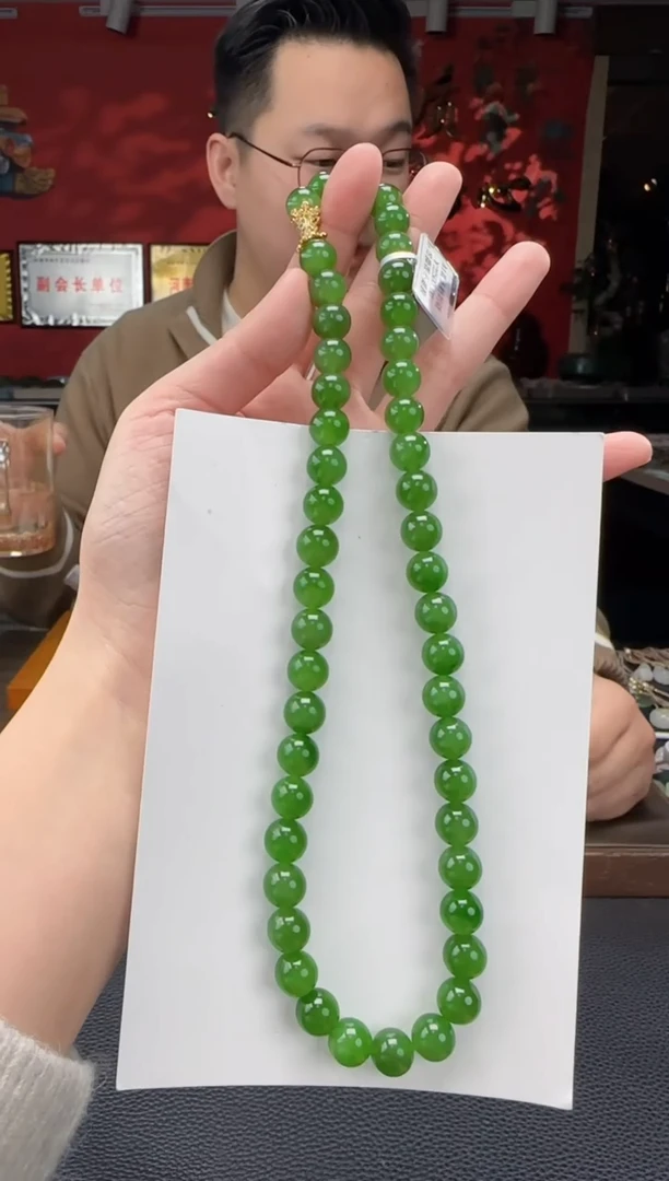 【闪购商品】和田玉颈饰未镶嵌碧玉阳绿妈妈链卡10