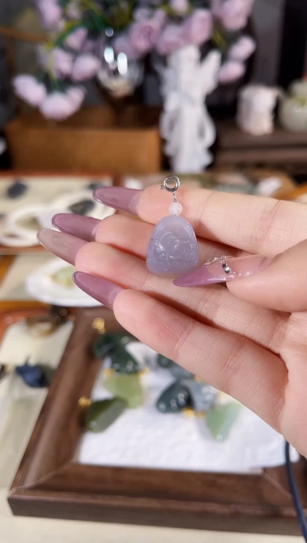 吊坠(不含链)银S925镶嵌和田玉多样性发其一孤品默认微瑕