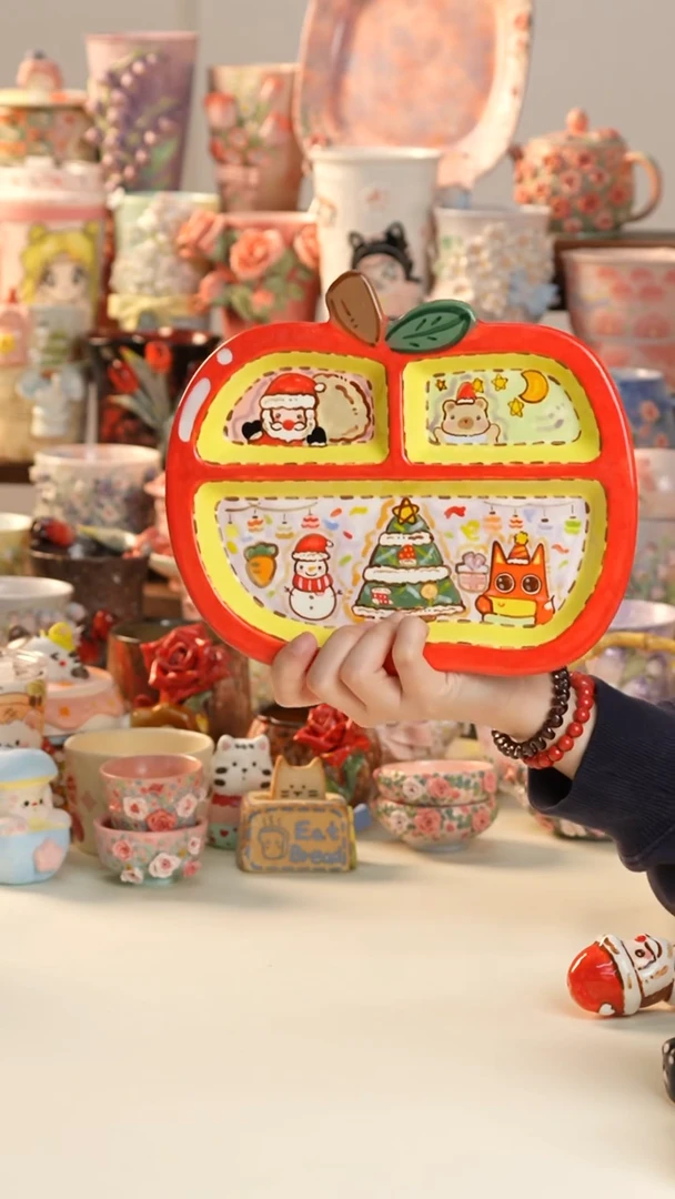 摆件陶景德镇釉下彩手绘设计师款陶瓷