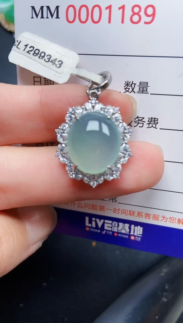 翡翠银S925镶嵌颈饰1189