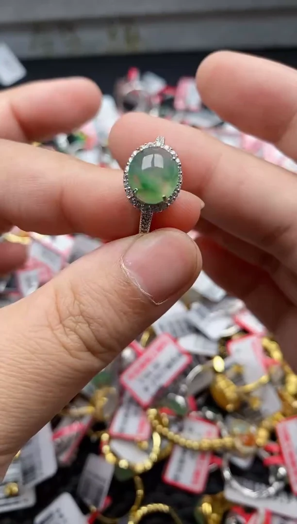 【闪购商品】翡翠戒指银S925镶嵌22222---7