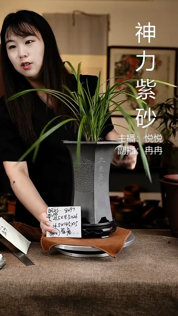 紫砂花盆花卉工艺8497+s微瑕