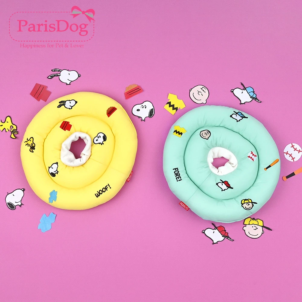 韩国【ParisDog】史努比款圆环形伊丽莎白圈猫咪狗狗围脖头套防舔咬
