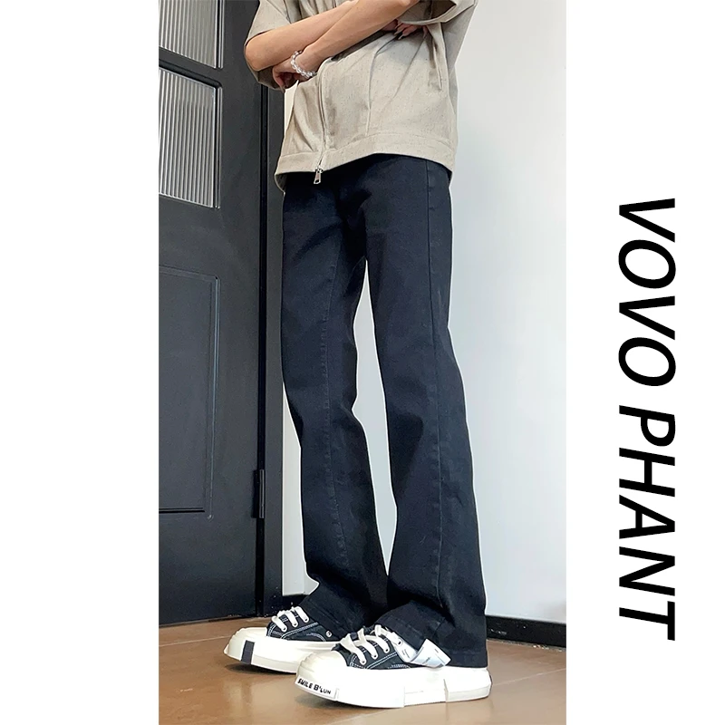 VOVO牛仔裤男2025夏季新款修身显瘦裤子美式高街vibe直筒微喇长裤