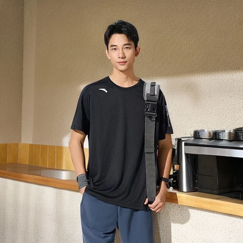 【透气速干】安踏夏季男款商务休闲百搭舒适健身通勤运动圆领短袖