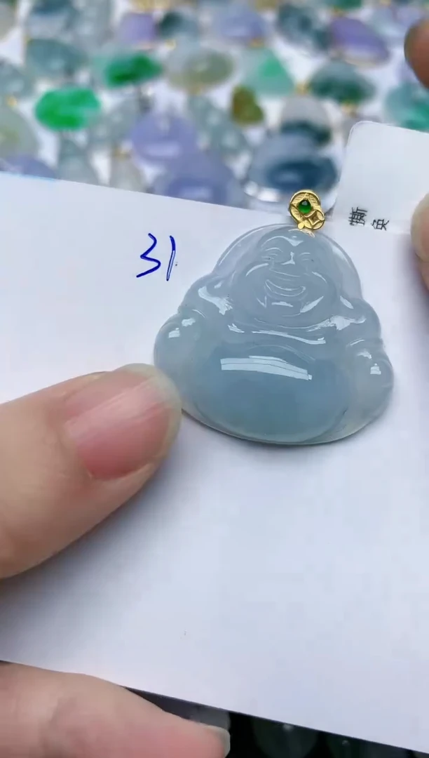 【闪购商品】翡翠颈饰18K金镶嵌天然翡翠A货    