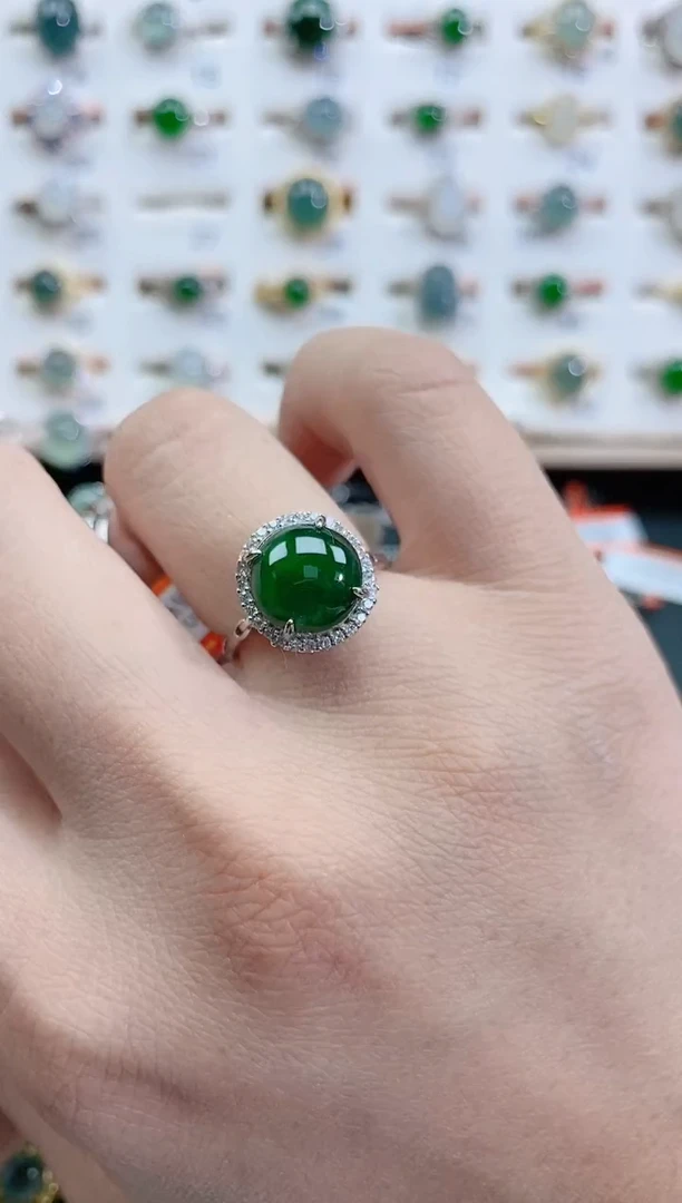 银S925镶嵌戒指翡翠天然翡翠