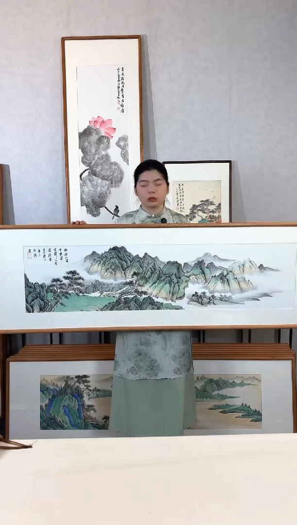 国画手绘*松排山面千重翠*52*172cm