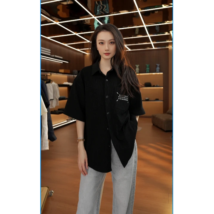 【T766】刺绣工艺高级感轻奢短袖衬衫