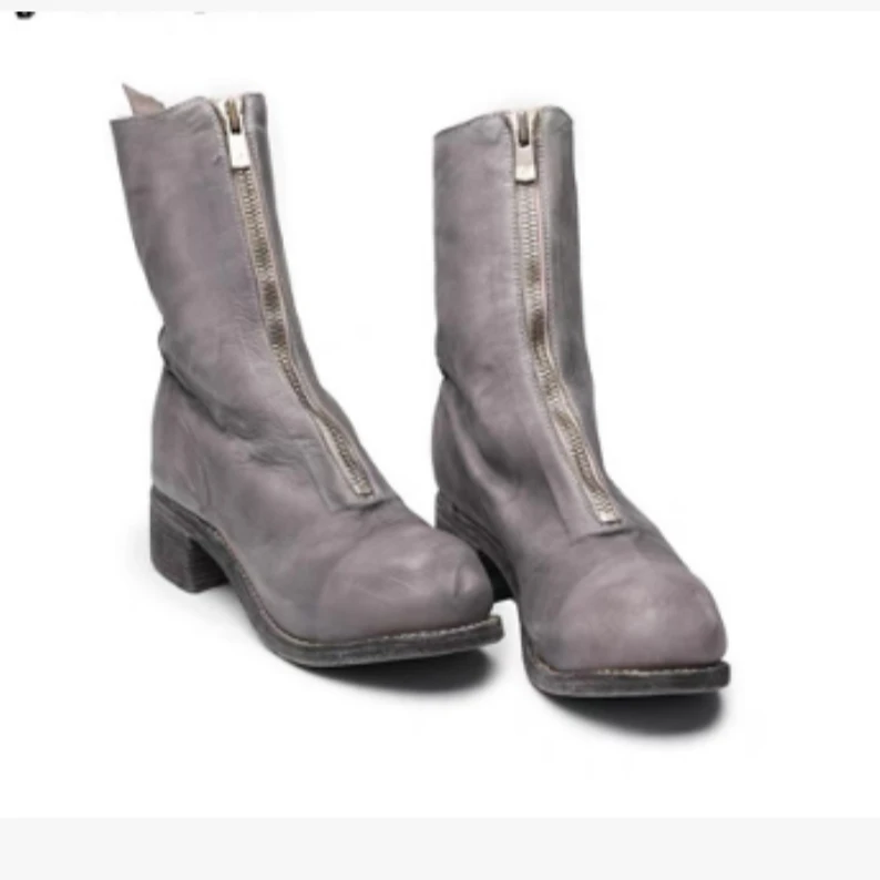 中筒弹力马丁靴英伦风厚底弹力瘦瘦靴黑色瘦瘦靴女鞋