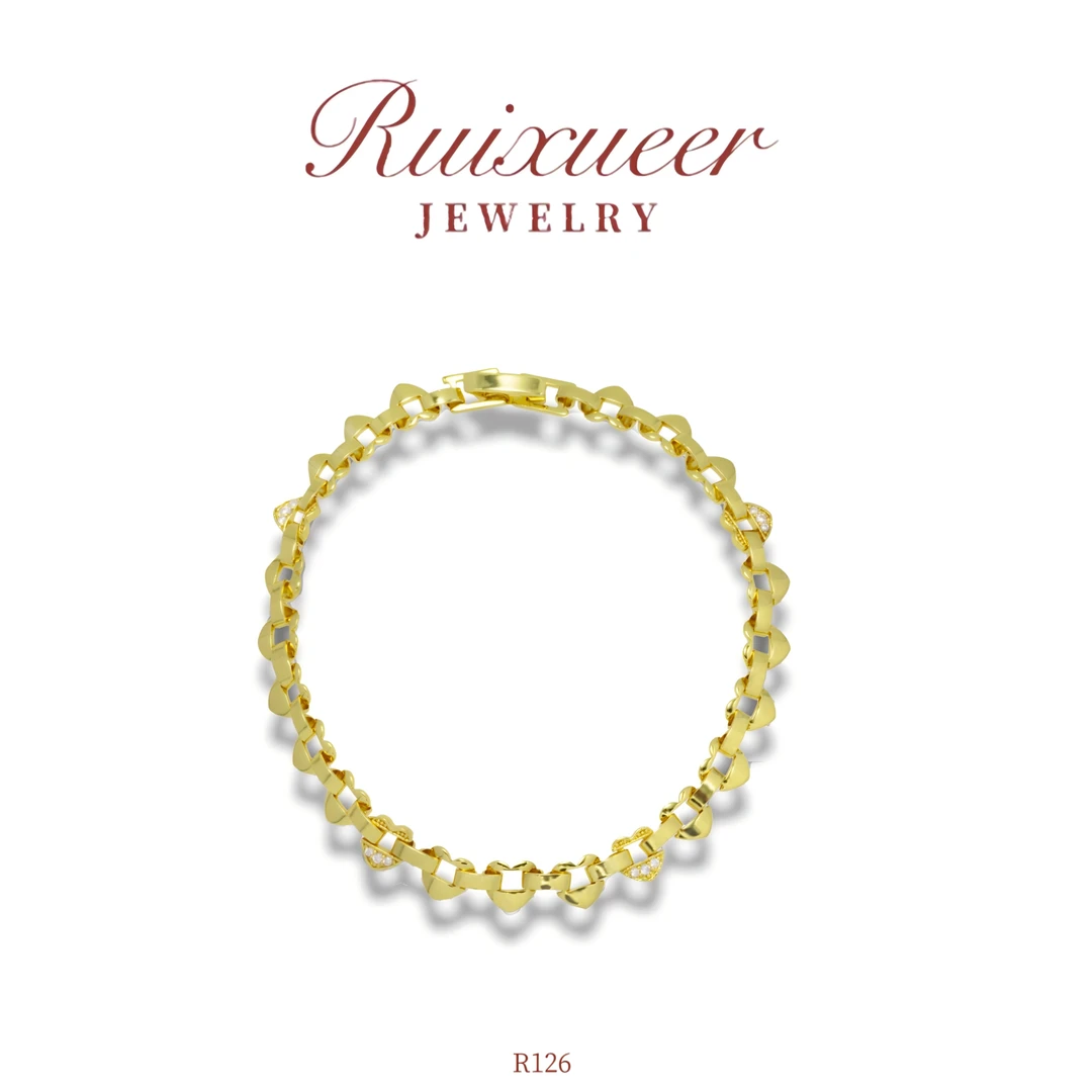 铜合金手链 ZJ XIYUAN【爱心链】轻奢设计感百搭气质手链R126