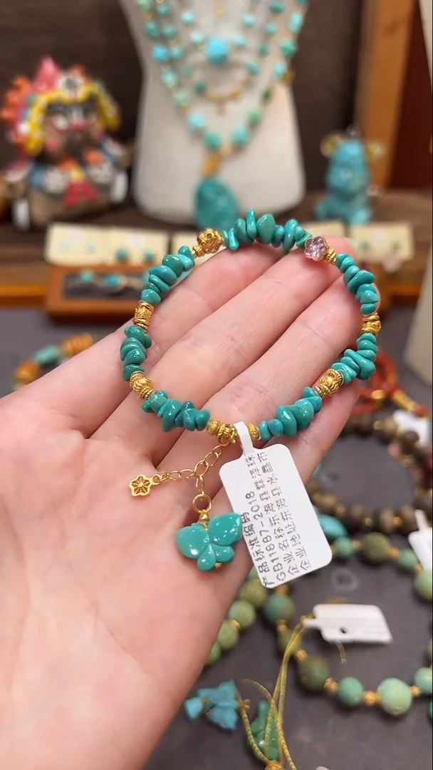 银S925镶嵌绿松石手链绿松石手链