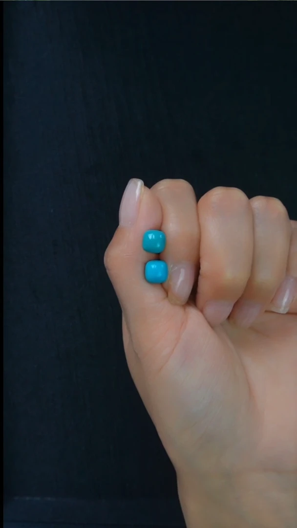 18K金镶嵌绿松石耳钉多样性 发货一件