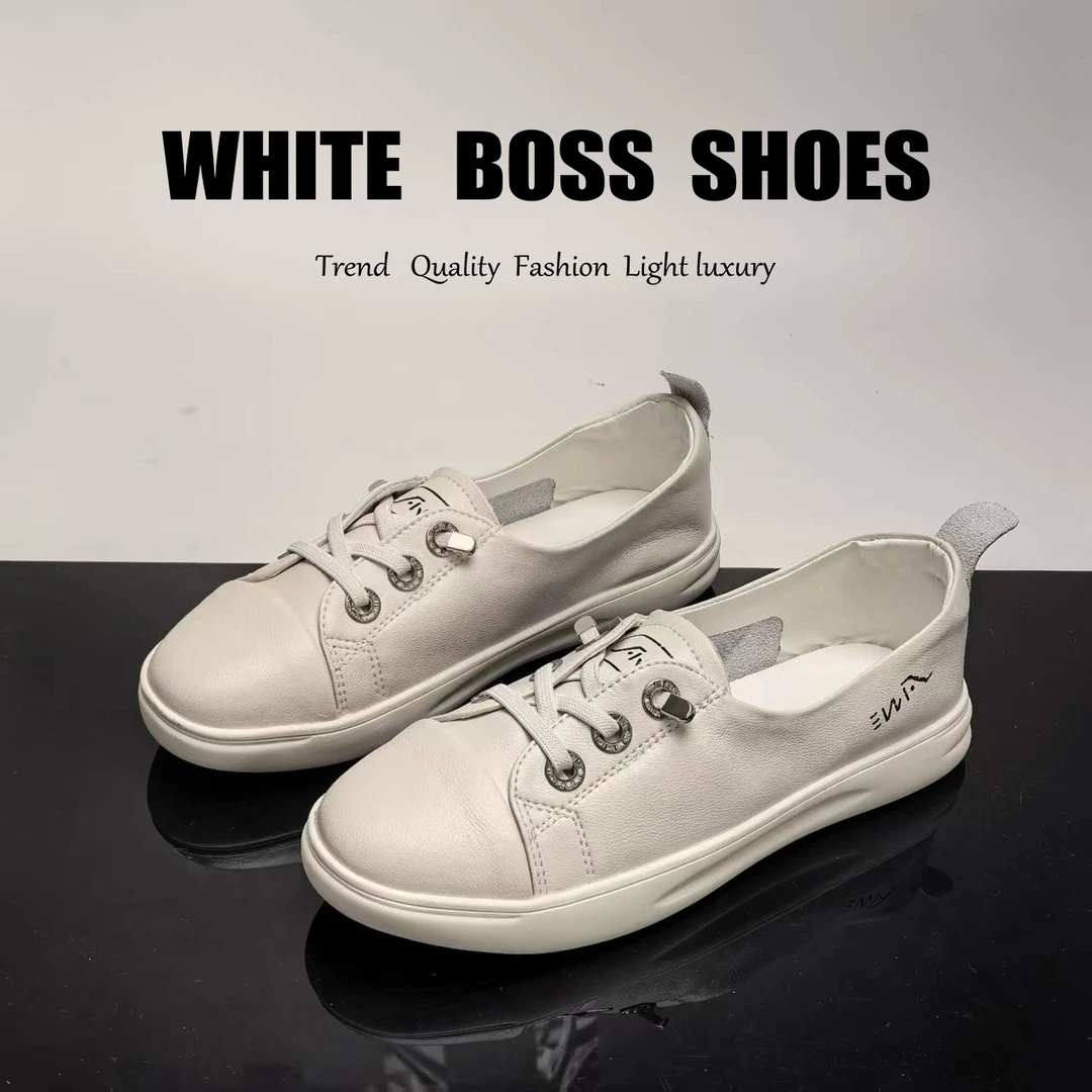 时尚新款休闲板鞋平底护士鞋小白鞋女鞋舒适低帮一脚蹬 0312