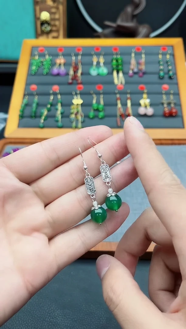 【闪购商品】玛瑙/玉髓耳钉银S925镶嵌322000