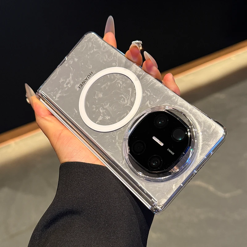 适用华为matex6手机壳新款折叠屏高档电镀x5中轴保护磁吸透明壳